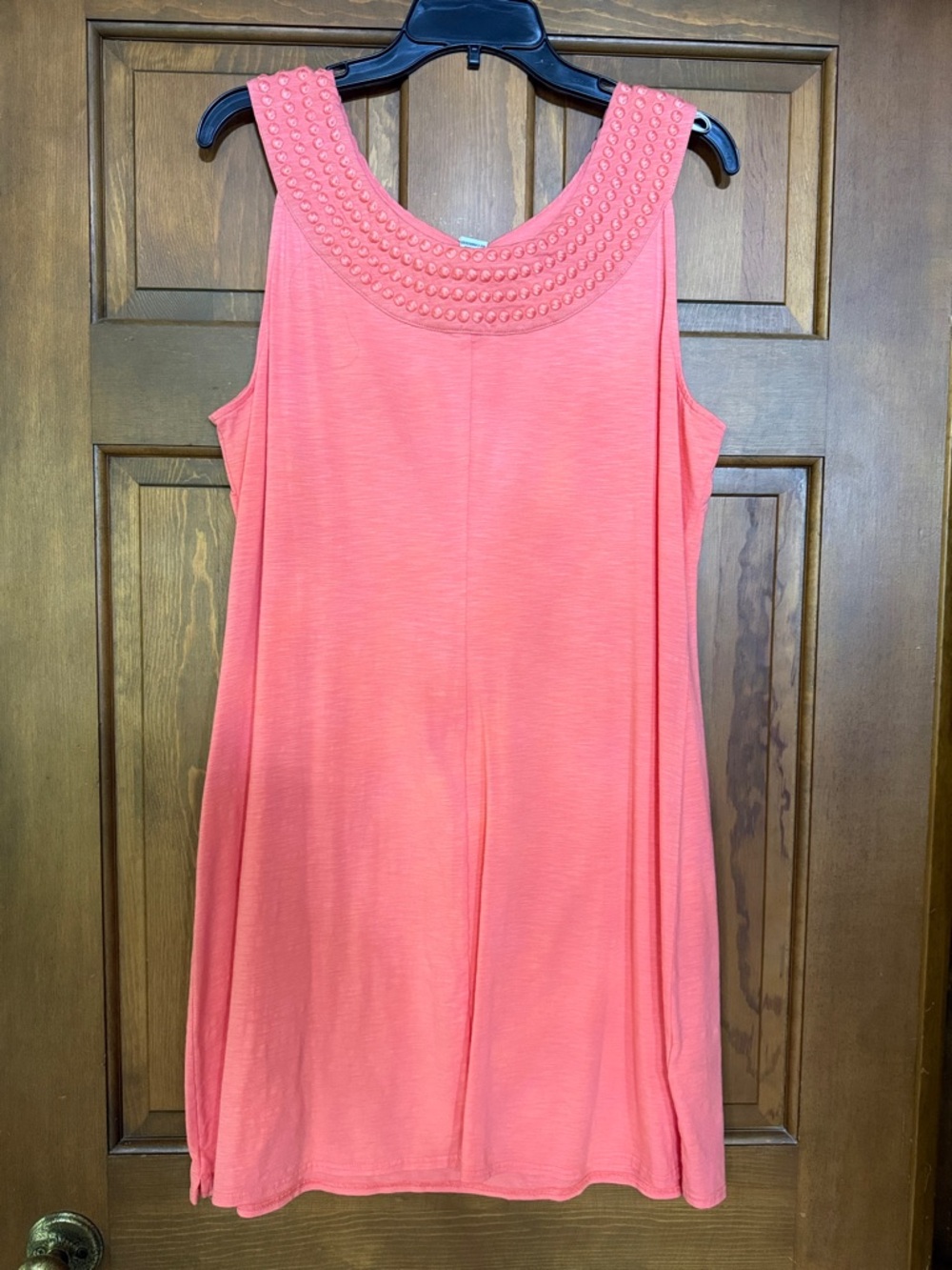 Tommy Bahama Coral Pink Beaded Scoop Neck Mini Dress